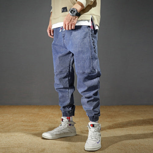 Men's Jeans Plus Size Stretchy Loose Tapered Harem Jeans Cotton Breathable Denim Jeans Baggy Jogger Casual Trousers 42 Jeans