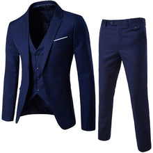 Load image into Gallery viewer, NEW Fashion Formal Set Men’s Slim 3-Piece Suit Blazer Business Wedding Party Jacket Vest &amp; Pants Plus Size S-3XL Freeship костюм