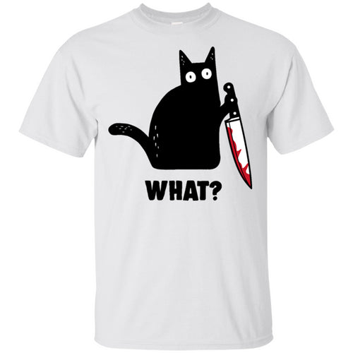 Cat What Funny Black Cat Shirt, Murderous Cat With Knife Black T-Shirt M-Xxxl Fashion Classic Tee Shirt