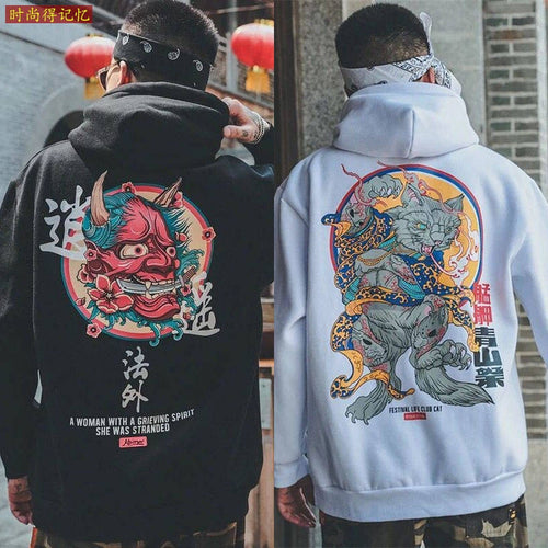 Fashion Men Cool Men Hip Hop Hooded Hoodies Japanese Casual Sweatshirts Streetwear Men Women Pullover Harajuku Devil Hoodie Male