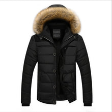Load image into Gallery viewer, Men Jacket Winter New Male Casual Hooded Outwears Coat Warm Fur Parka Overcoat Men's Solid Thick Fleece Zipper Jackets 2019