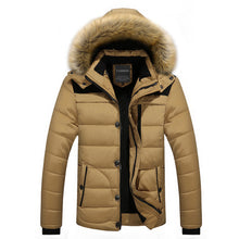 Load image into Gallery viewer, Men Jacket Winter New Male Casual Hooded Outwears Coat Warm Fur Parka Overcoat Men's Solid Thick Fleece Zipper Jackets 2019