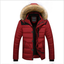 Load image into Gallery viewer, Men Jacket Winter New Male Casual Hooded Outwears Coat Warm Fur Parka Overcoat Men's Solid Thick Fleece Zipper Jackets 2019