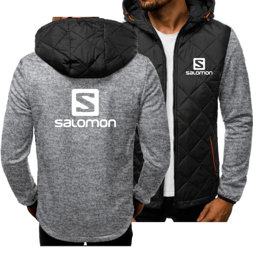 Autumn Winter fashion hoodies men Sweatshirts Salomon printed spliced Long sleeve Casual Coat jacket Cardigan Plus velvet hoody