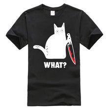 Load image into Gallery viewer, Cat What Funny Black Cat Shirt, Murderous Cat With Knife Black T-Shirt M-Xxxl Fashion Classic Tee Shirt