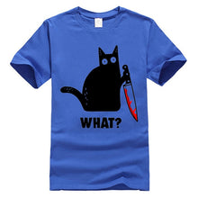 Load image into Gallery viewer, Cat What Funny Black Cat Shirt, Murderous Cat With Knife Black T-Shirt M-Xxxl Fashion Classic Tee Shirt