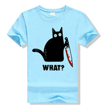 Load image into Gallery viewer, Cat What Funny Black Cat Shirt, Murderous Cat With Knife Black T-Shirt M-Xxxl Fashion Classic Tee Shirt