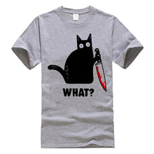 Load image into Gallery viewer, Cat What Funny Black Cat Shirt, Murderous Cat With Knife Black T-Shirt M-Xxxl Fashion Classic Tee Shirt