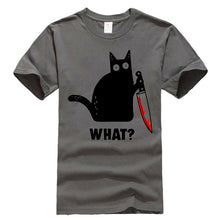 Load image into Gallery viewer, Cat What Funny Black Cat Shirt, Murderous Cat With Knife Black T-Shirt M-Xxxl Fashion Classic Tee Shirt