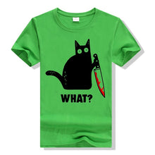 Load image into Gallery viewer, Cat What Funny Black Cat Shirt, Murderous Cat With Knife Black T-Shirt M-Xxxl Fashion Classic Tee Shirt