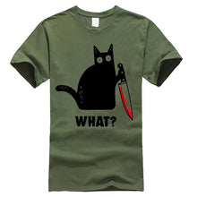 Load image into Gallery viewer, Cat What Funny Black Cat Shirt, Murderous Cat With Knife Black T-Shirt M-Xxxl Fashion Classic Tee Shirt