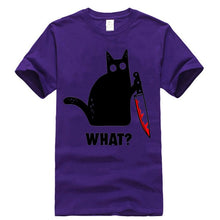 Load image into Gallery viewer, Cat What Funny Black Cat Shirt, Murderous Cat With Knife Black T-Shirt M-Xxxl Fashion Classic Tee Shirt