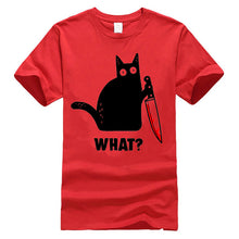 Load image into Gallery viewer, Cat What Funny Black Cat Shirt, Murderous Cat With Knife Black T-Shirt M-Xxxl Fashion Classic Tee Shirt