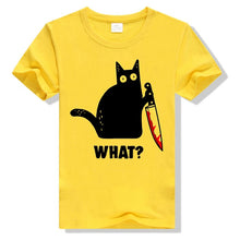 Load image into Gallery viewer, Cat What Funny Black Cat Shirt, Murderous Cat With Knife Black T-Shirt M-Xxxl Fashion Classic Tee Shirt