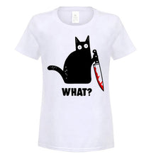 Load image into Gallery viewer, Cat What Funny Black Cat Shirt, Murderous Cat With Knife Black T-Shirt M-Xxxl Fashion Classic Tee Shirt