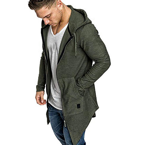 Men Splicing Hooded Solid Trench Coat Jacket Cardigan Long Sleeve Outwear Blouse Casual Open Stitch Jacket Men reflective jacket