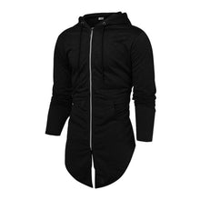 Load image into Gallery viewer, Men Splicing Hooded Solid Trench Coat Jacket Cardigan Long Sleeve Outwear Blouse Casual Open Stitch Jacket Men reflective jacket
