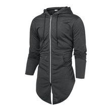 Load image into Gallery viewer, Men Splicing Hooded Solid Trench Coat Jacket Cardigan Long Sleeve Outwear Blouse Casual Open Stitch Jacket Men reflective jacket
