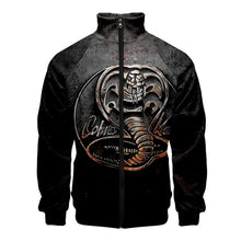 Load image into Gallery viewer, Cobra Kai Bomber Jacket Men Snake 3D Print Zipper Retro Coat Spring 2019 Harajuku Long Sleeve Plus Size Short Biker Jackets