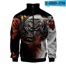 Load image into Gallery viewer, Cobra Kai Bomber Jacket Men Snake 3D Print Zipper Retro Coat Spring 2019 Harajuku Long Sleeve Plus Size Short Biker Jackets