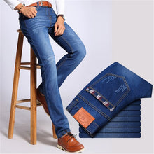 Load image into Gallery viewer, 2019 Casual Jeans Men Business Straight Jeans Stretch Denim Pants Trousers Slim Fit Classic Cowboys Young Man Jeans