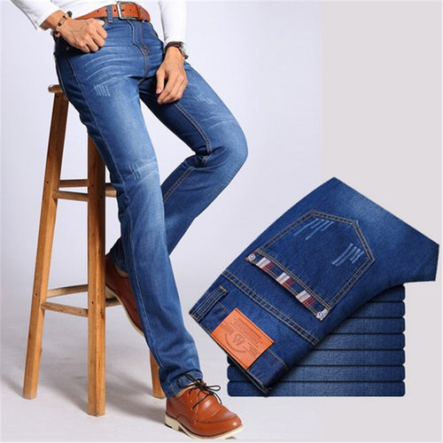 2019 Casual Jeans Men Business Straight Jeans Stretch Denim Pants Trousers Slim Fit Classic Cowboys Young Man Jeans