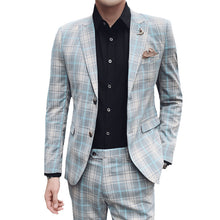 Load image into Gallery viewer, single-breasted plaid men suits 2019 Attending meeting casual slim fit 4XL/58 Two pieces blazers pants suits terno masculino