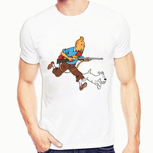 Load image into Gallery viewer, Tintin  T Shirts Men Harajuku Funny Print Tshirt Men Hip Hop Streetwear Tee Shirt Homme Tops