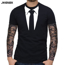 Load image into Gallery viewer, JXGXSX Summer Men T-shirt Homme Streetwear Tuxedo Tees Retro Tie Funny Casual Short Sleeved Tops Cotton T-shirt Tee Camisetas