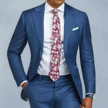 Load image into Gallery viewer, Blue Single Breasted Slim Fit Suits Mens Wedding Custom Prom Suits 2 Pieces Business Formal Tuxedo Suits Men Jacket Pants Ternos